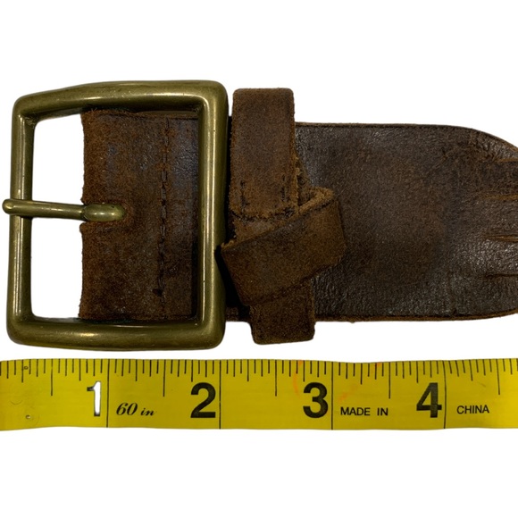 Vintage Leather Braided Belt Burnished Distressed Brass Buckle Sz M Brown - Picture 7 of 10
